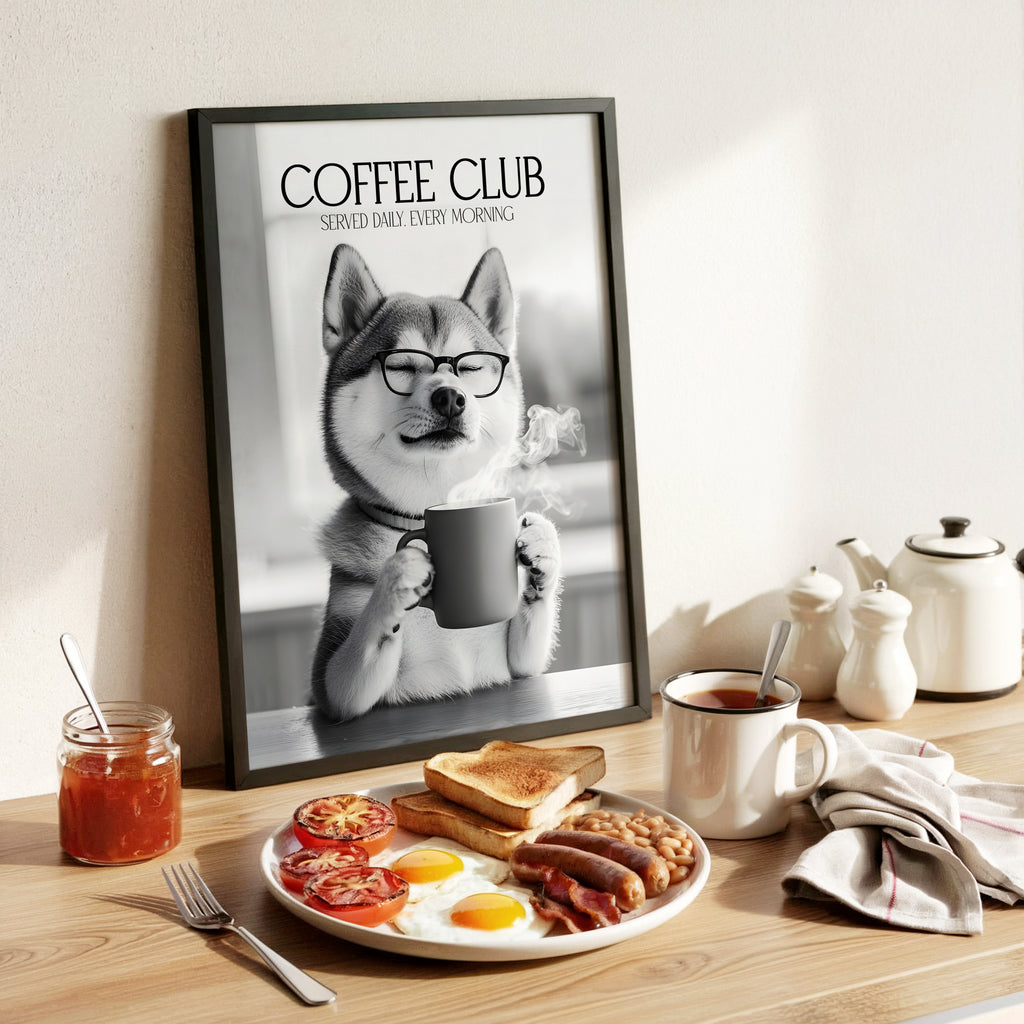 Shiba Inu Coffee Club Print (A4, A5, 5x7, 4x6)