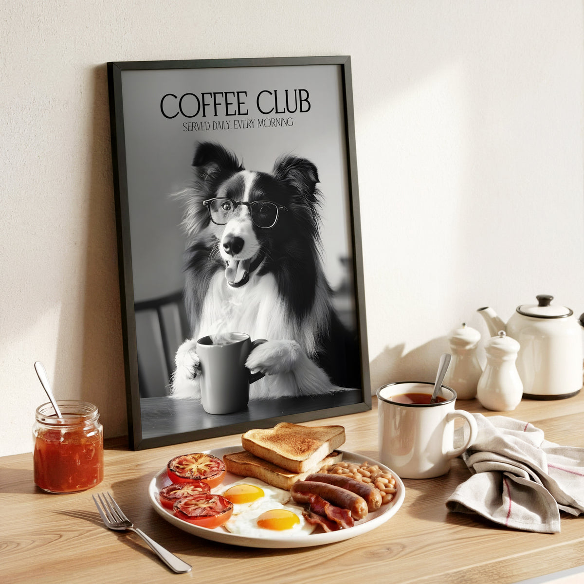 Border Collie Coffee Club Print (A4, A5, 5x7, 4x6)