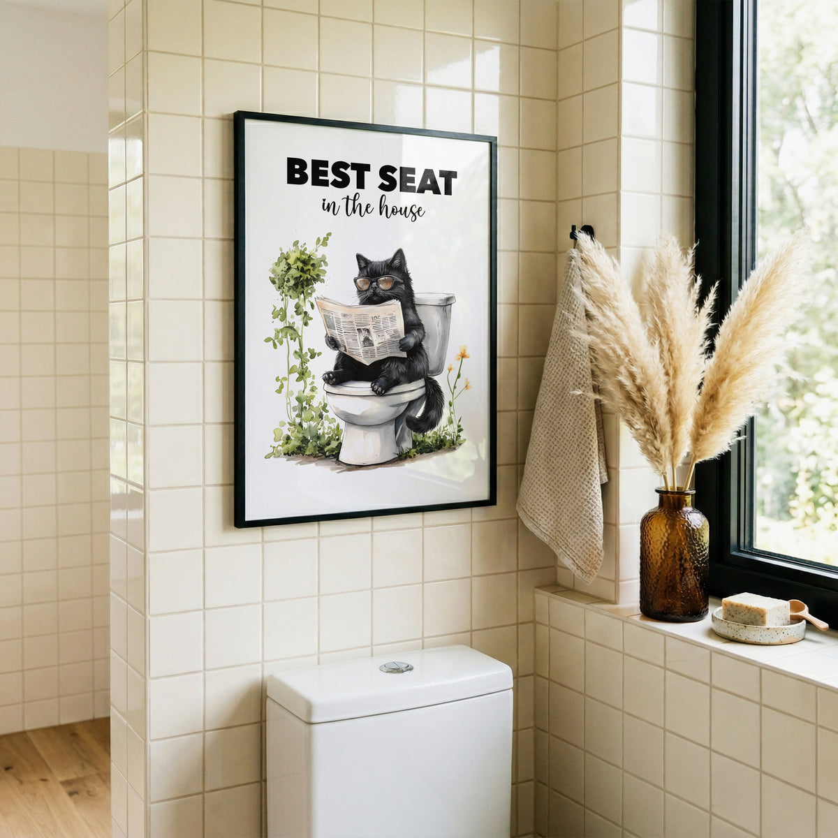 The Best Seat In The House Cat Bathroom Print (A3, A4, A5, 5x7, 4x6)