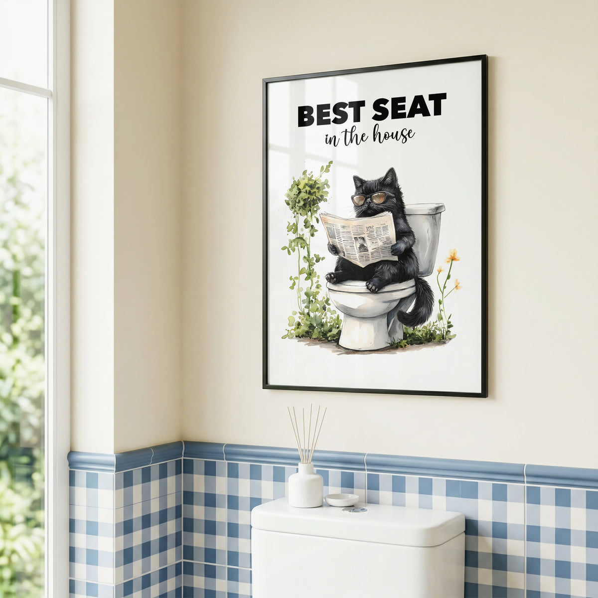 The Best Seat In The House Cat Bathroom Print (A3, A4, A5, 5x7, 4x6)