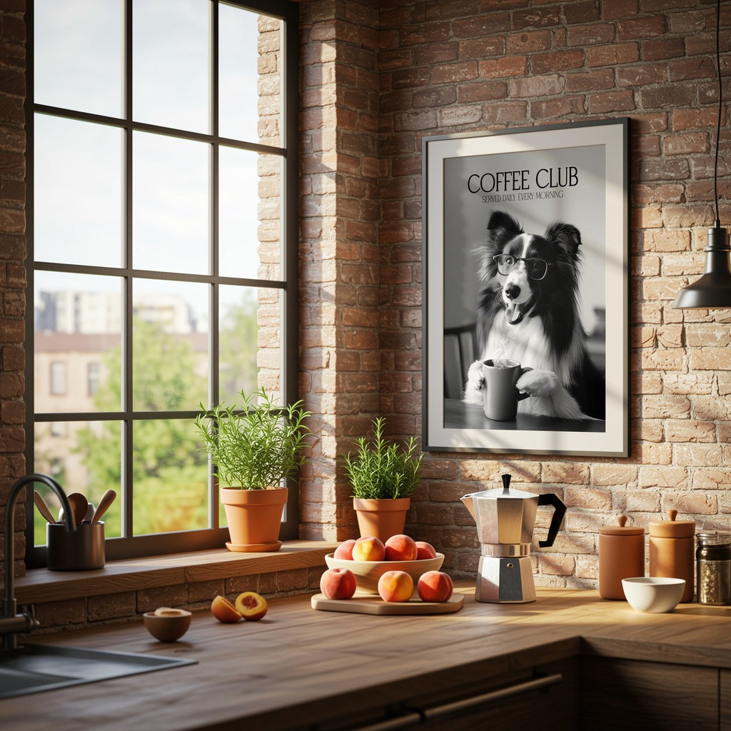 Border Collie Coffee Club Print (A4, A5, 5x7, 4x6)
