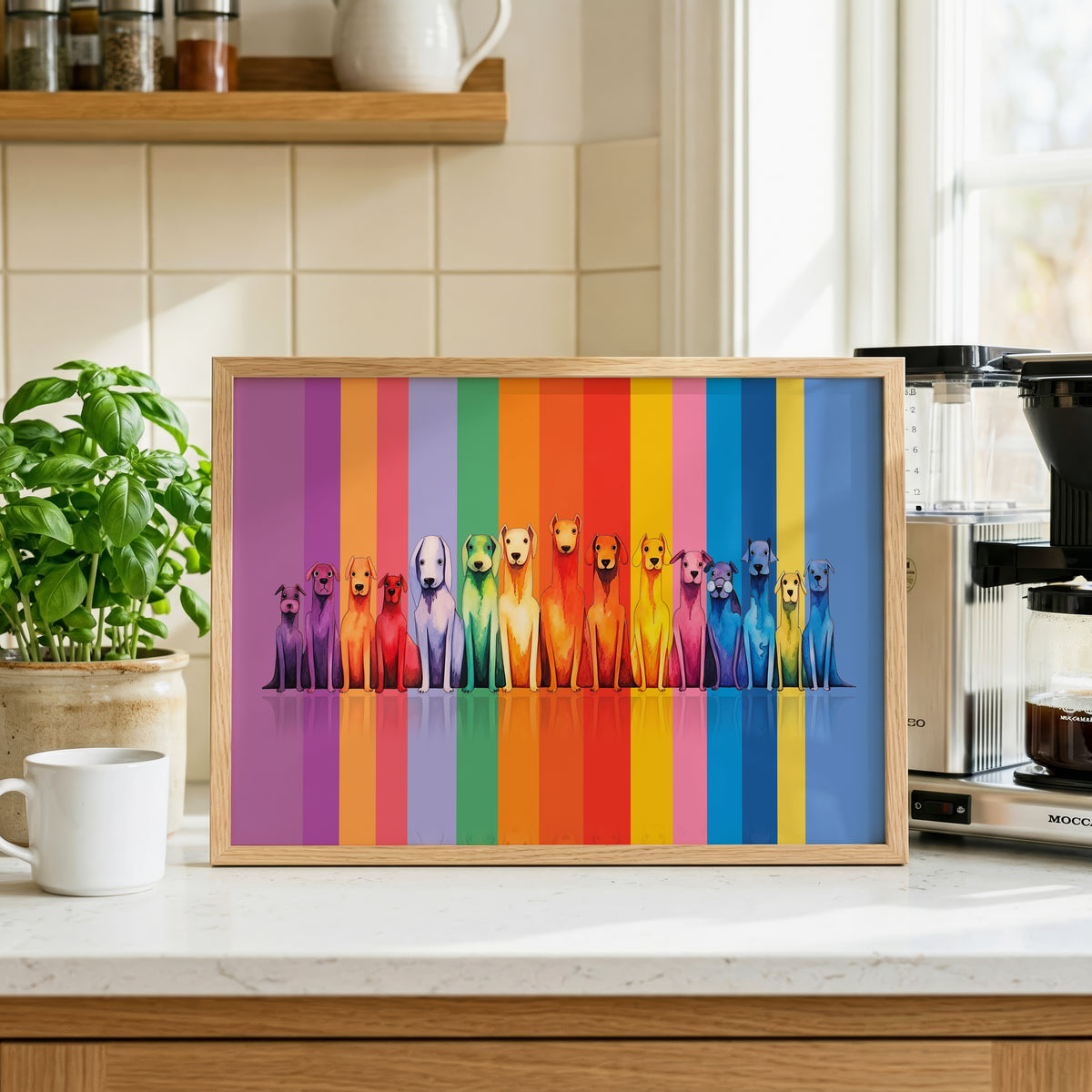 Rainbow Dog Art Print (A4, A5, 5x7, 4x6)