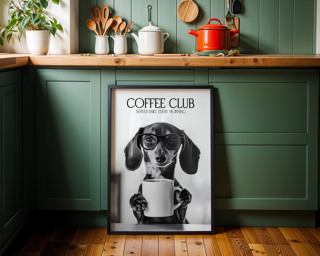 Dachshund Coffee Club Print (A4, A5, 5x7, 4x6)