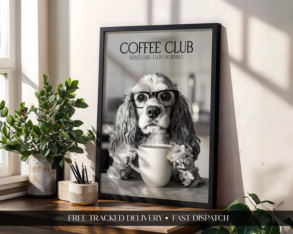 Cocker Spaniel Coffee Club Print (A4, A5, 5x7, 4x6)