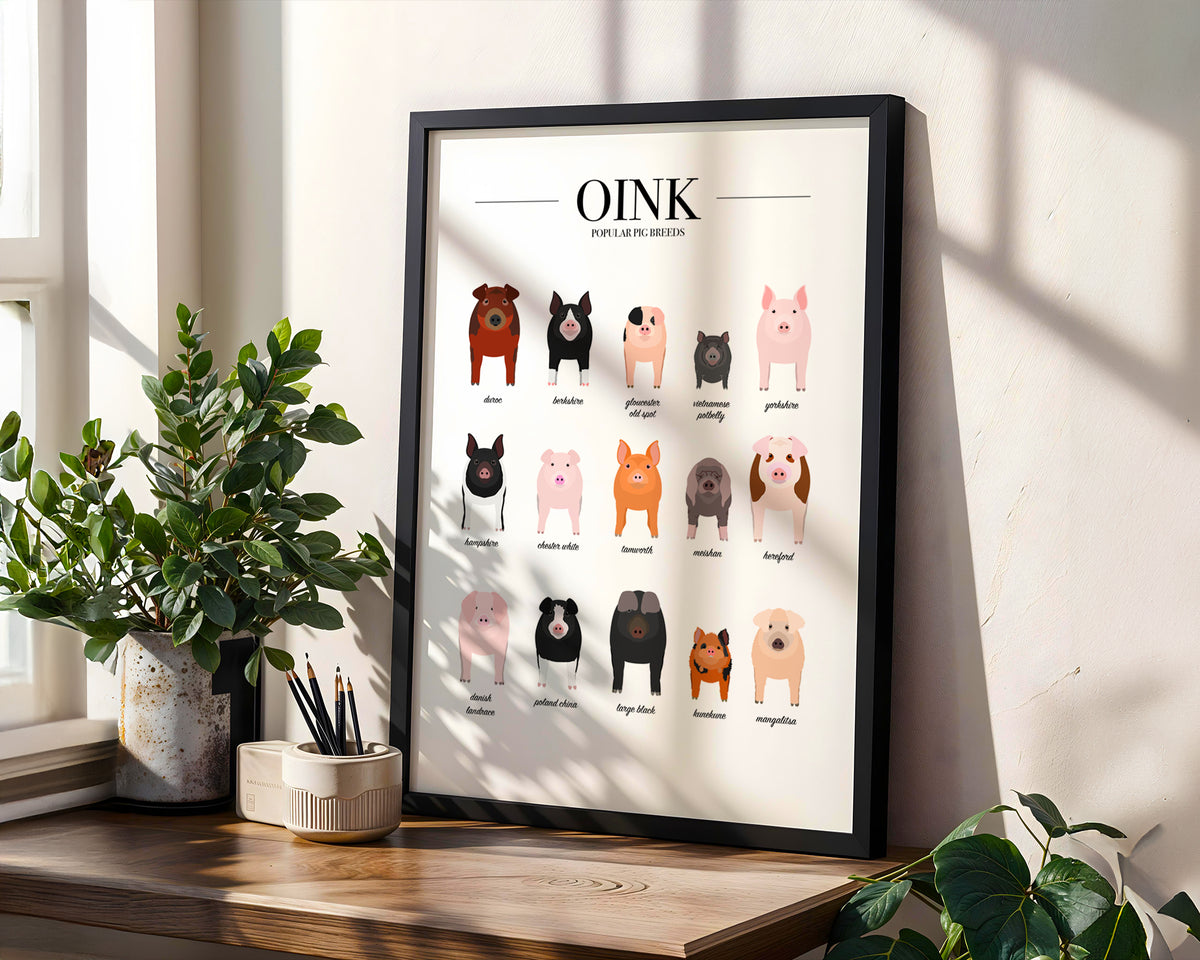 Pig Breeds Animal Print (A3, A4, A5, 5x7, 4x6)