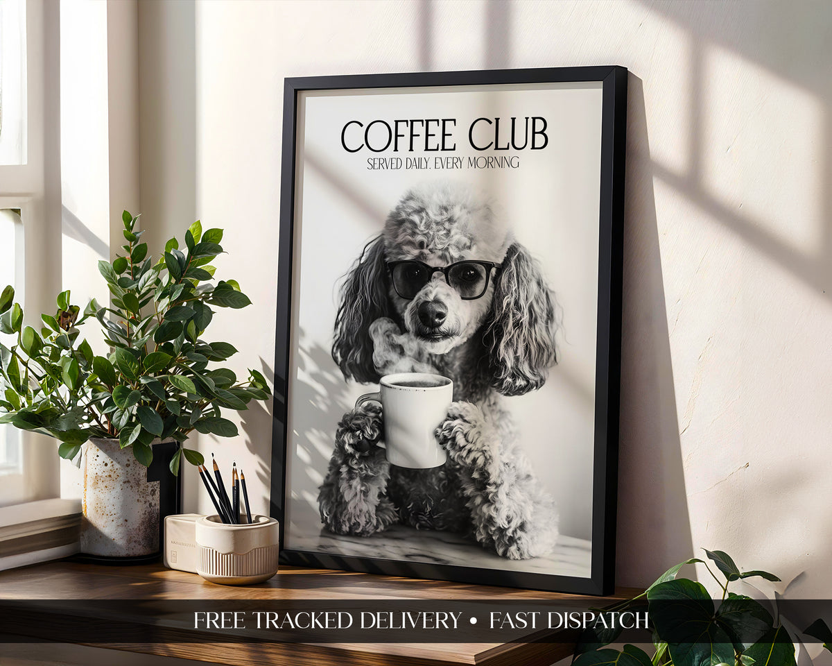 Poodle Coffee Club Print (A4, A5, 5x7, 4x6)