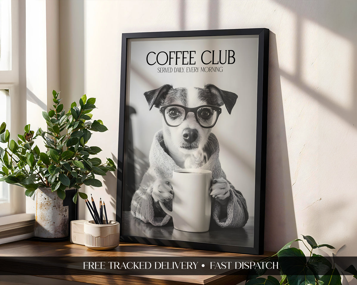 Jack Russell Coffee Club Print (A4, A5, 5x7, 4x6)
