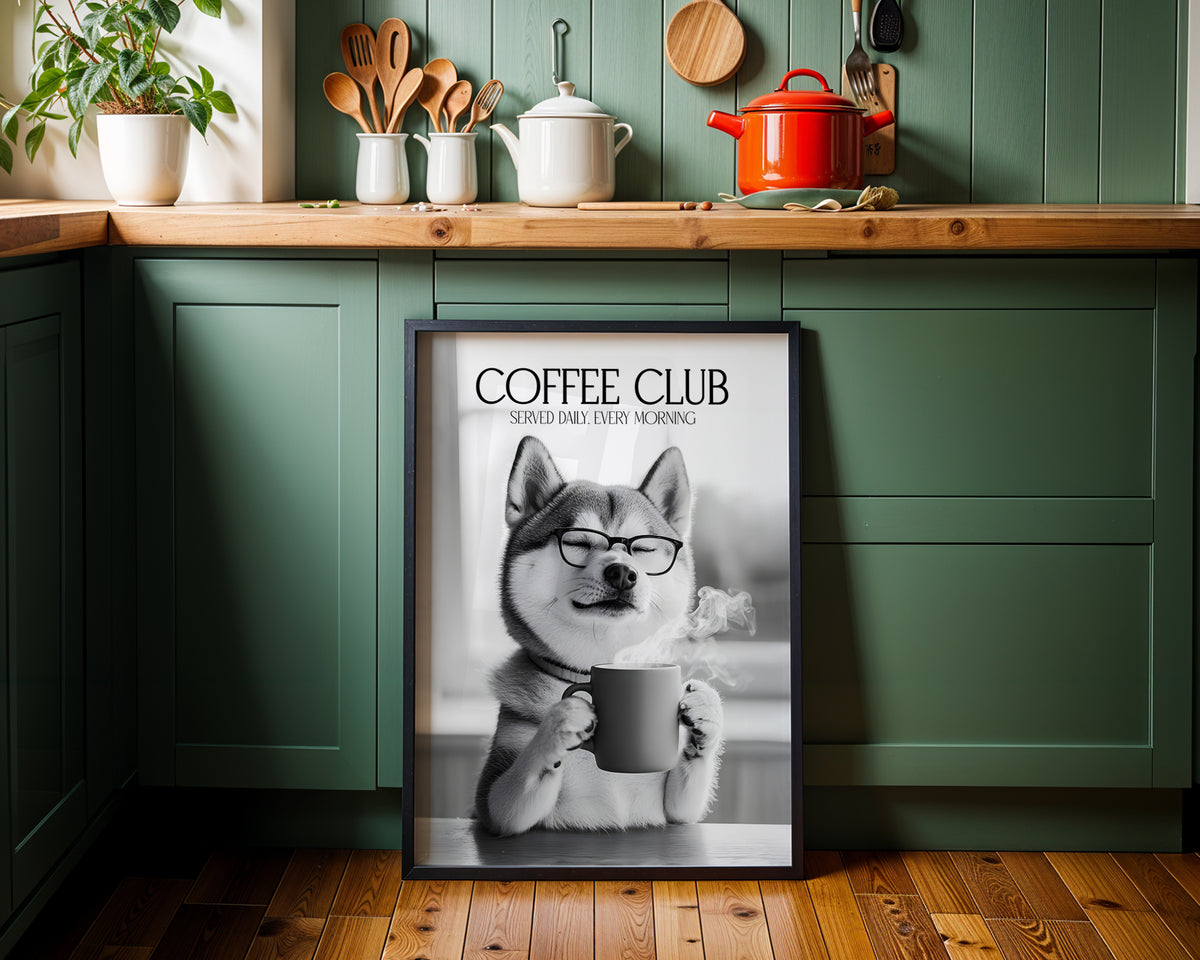 Shiba Inu Coffee Club Print (A4, A5, 5x7, 4x6)