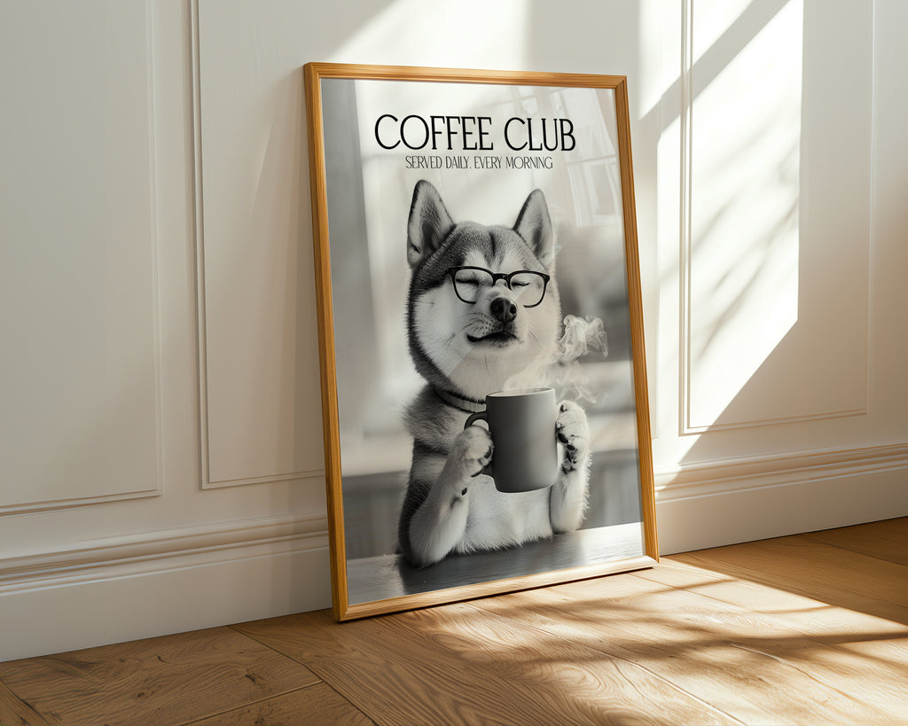 Shiba Inu Coffee Club Print (A4, A5, 5x7, 4x6)