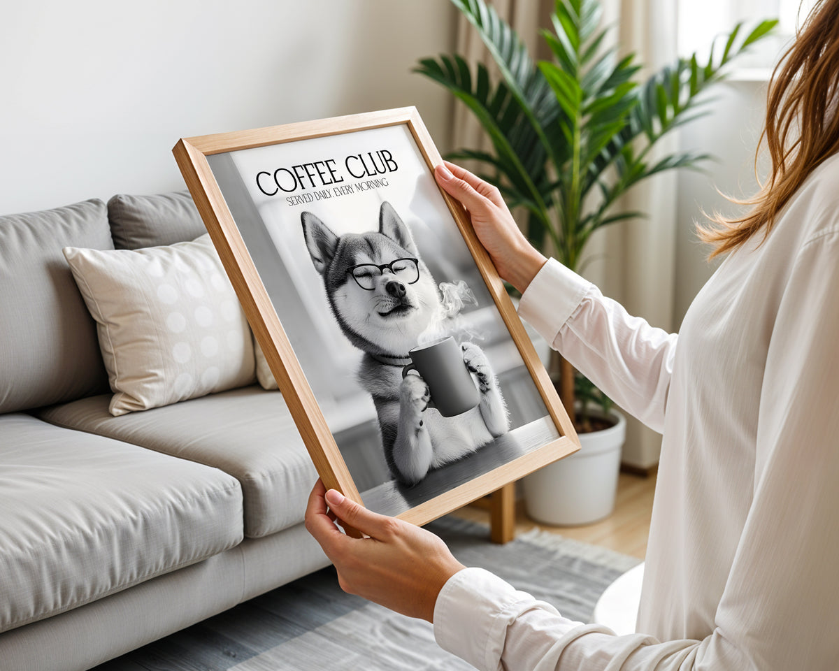 Shiba Inu Coffee Club Print (A4, A5, 5x7, 4x6)