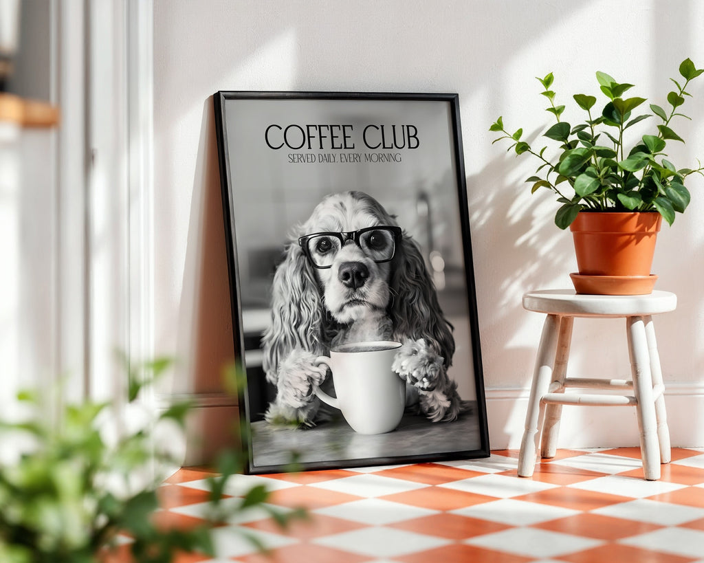 Cocker Spaniel Coffee Club Print (A4, A5, 5x7, 4x6)
