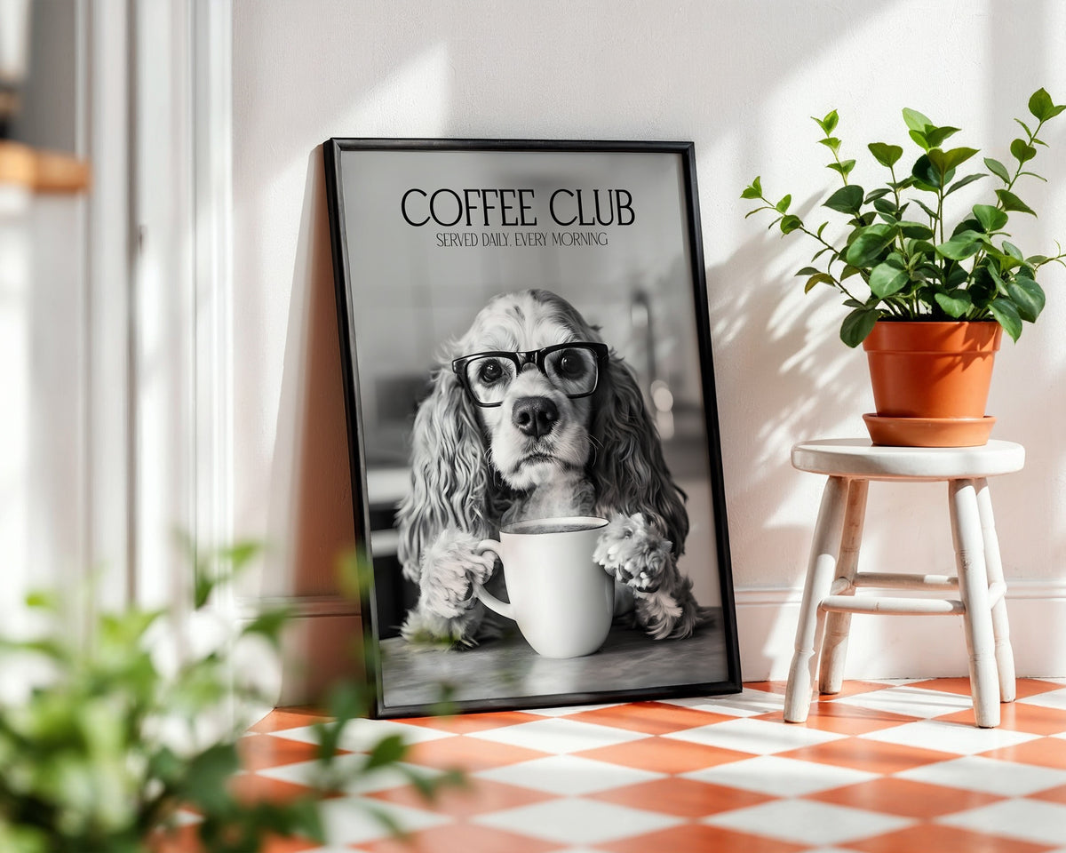 Cocker Spaniel Coffee Club Print (A4, A5, 5x7, 4x6)