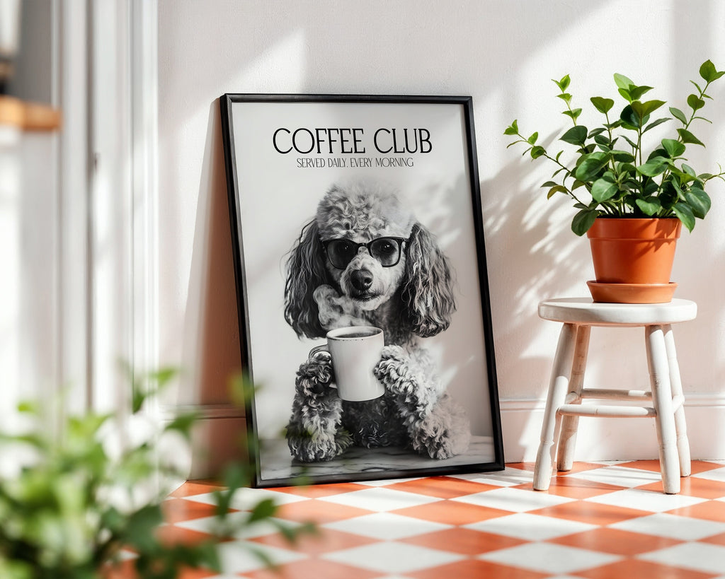 Poodle Coffee Club Print (A4, A5, 5x7, 4x6)