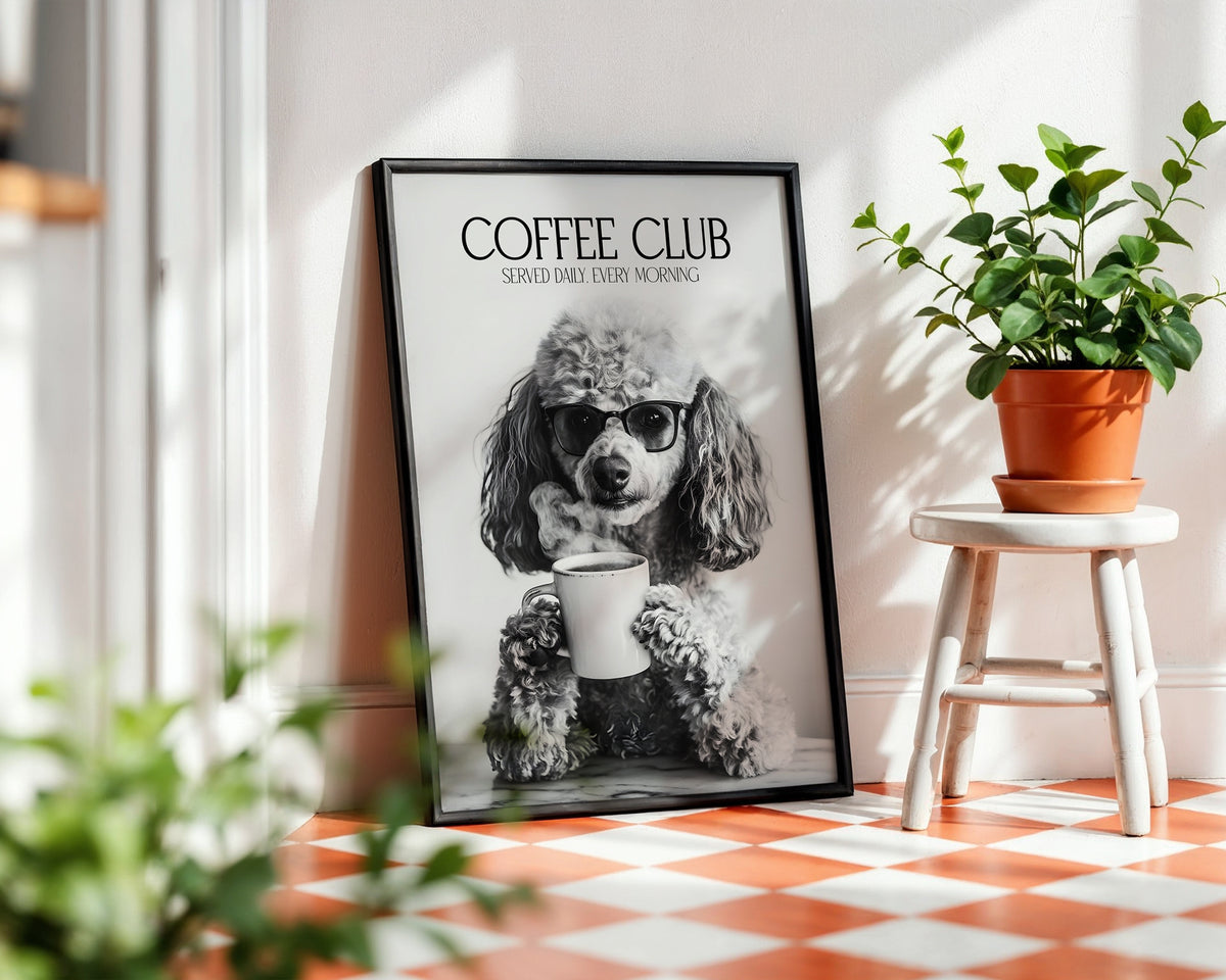Poodle Coffee Club Print (A4, A5, 5x7, 4x6)