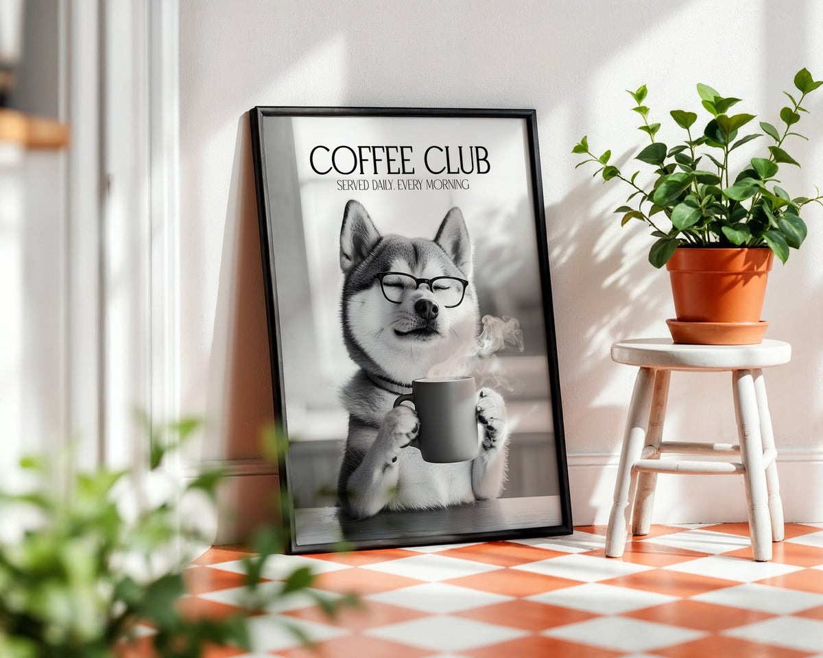 Shiba Inu Coffee Club Print (A4, A5, 5x7, 4x6)