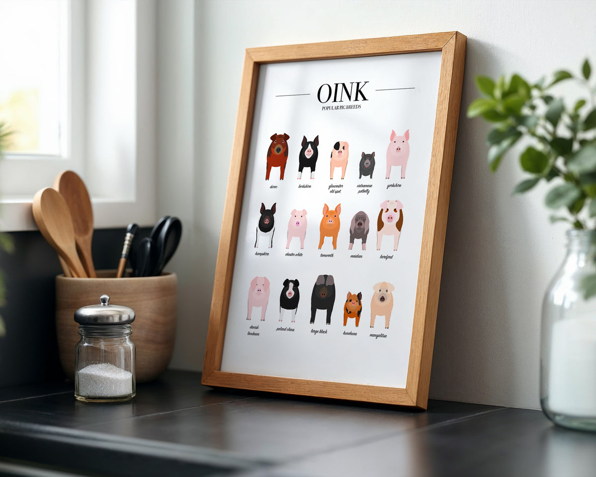 Pig Breeds Animal Print (A3, A4, A5, 5x7, 4x6)