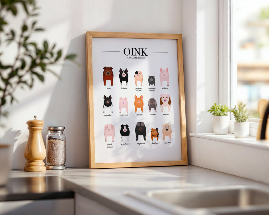 Pig Breeds Animal Print (A3, A4, A5, 5x7, 4x6)