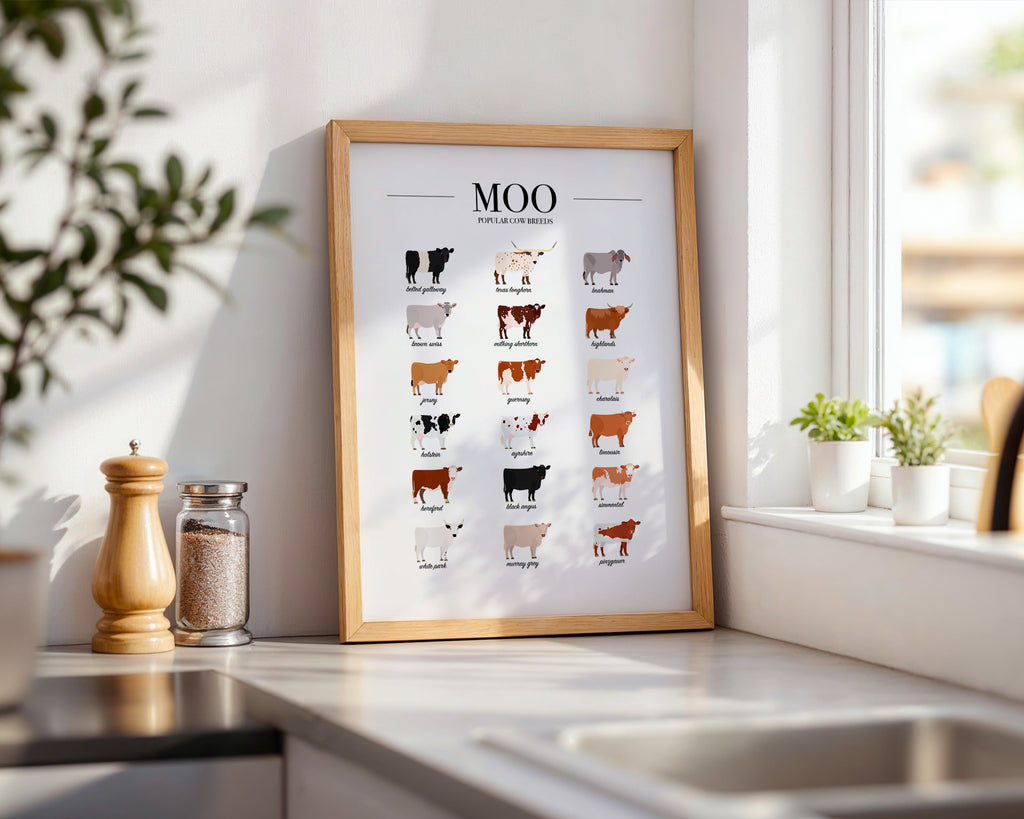 Cow Breeds Animal Print (A3, A4, A5, 5x7, 4x6)