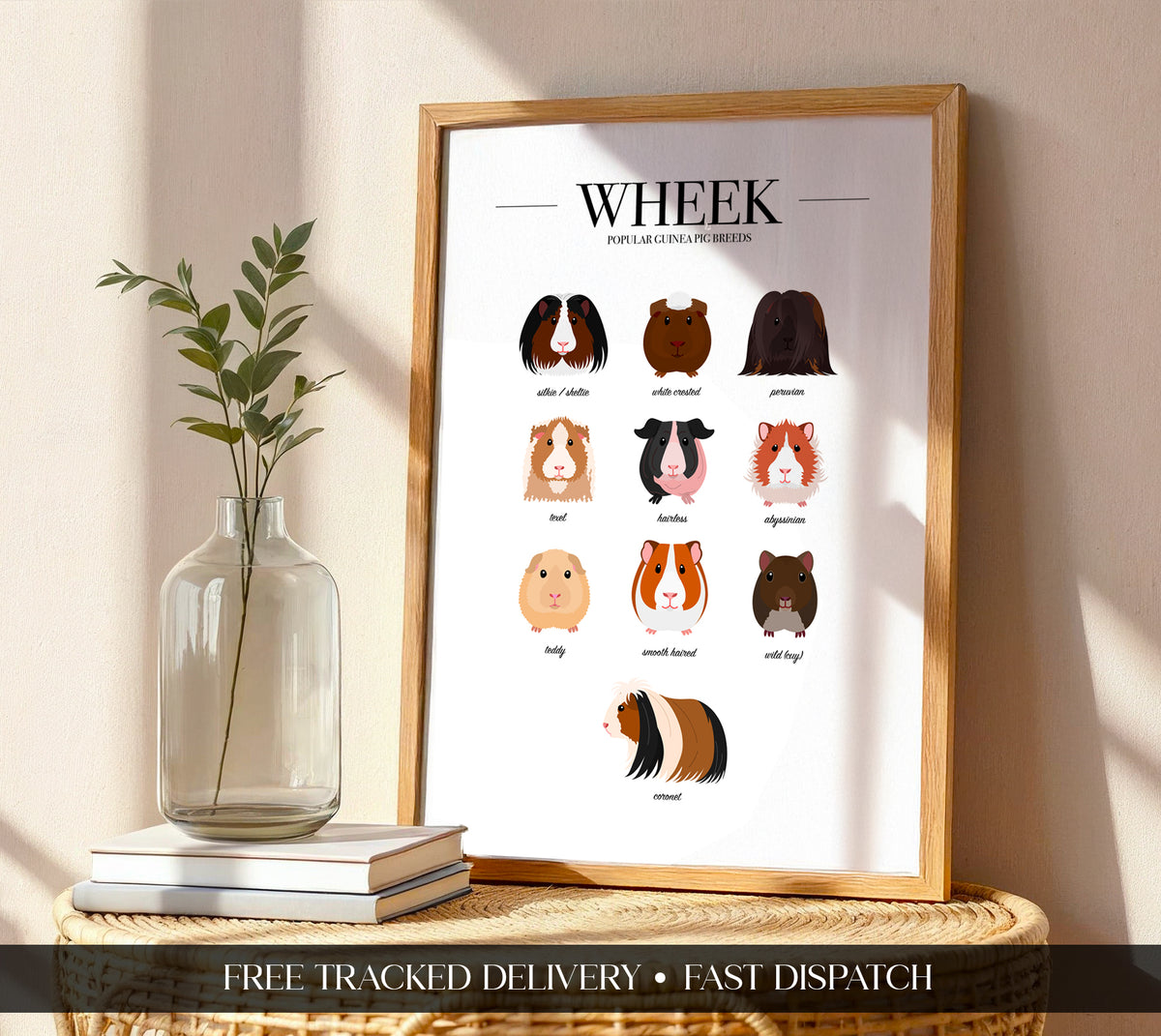 Guinea Pig Breeds Animal Print (A3, A4, A5, 5x7, 4x6)