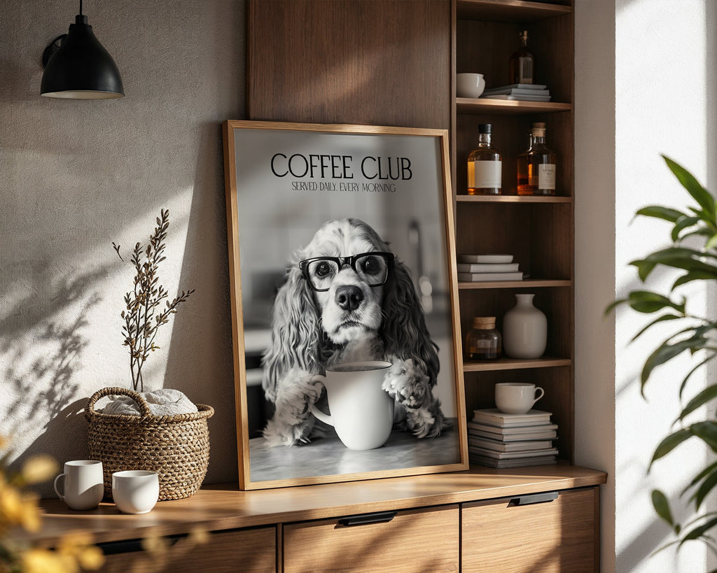 Cocker Spaniel Coffee Club Print (A4, A5, 5x7, 4x6)