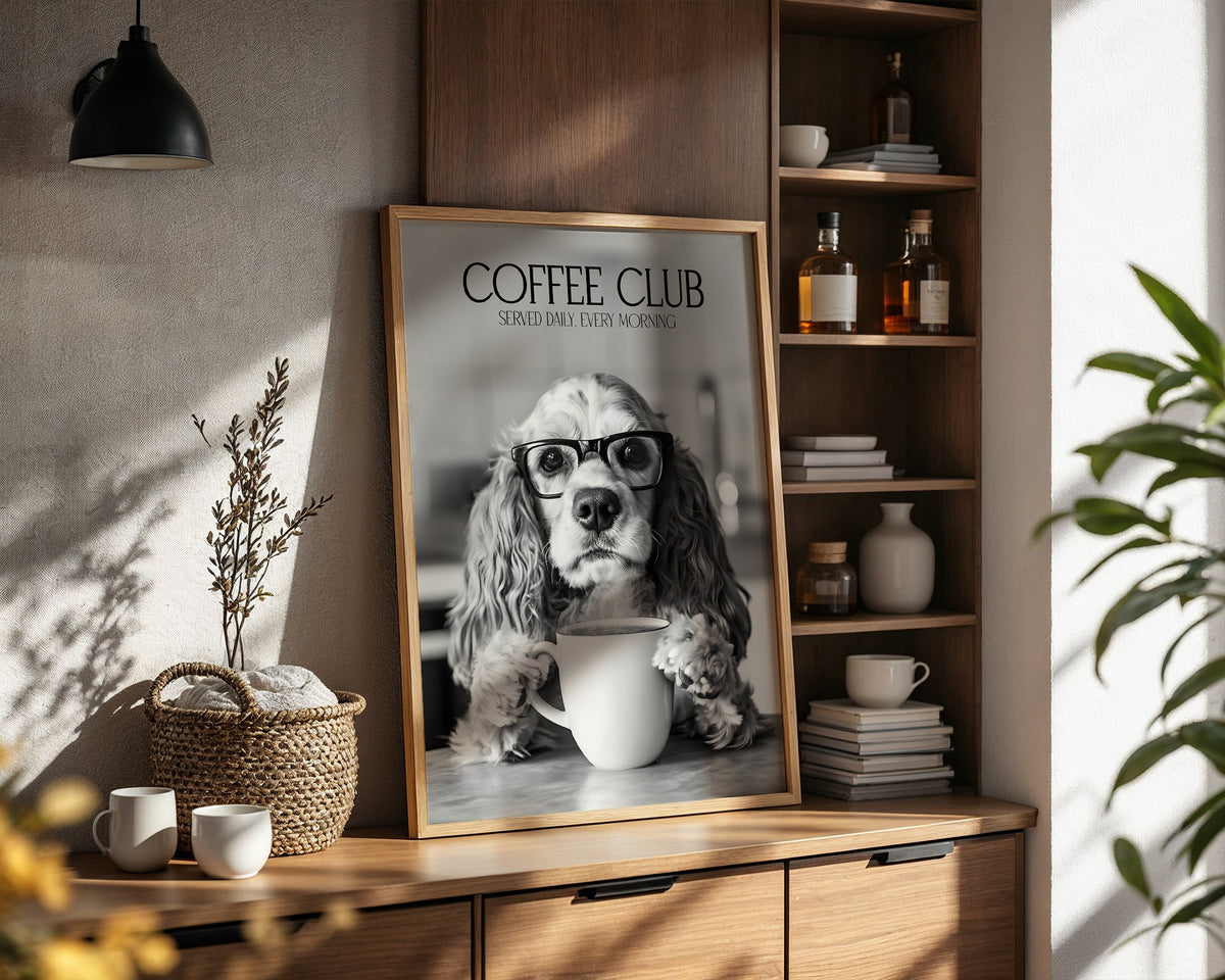 Cocker Spaniel Coffee Club Print (A4, A5, 5x7, 4x6)