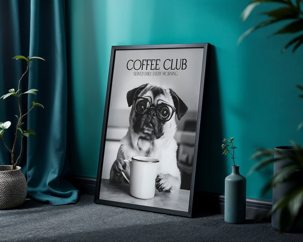 Pug Coffee Club Print (A4, A5, 5x7, 4x6)