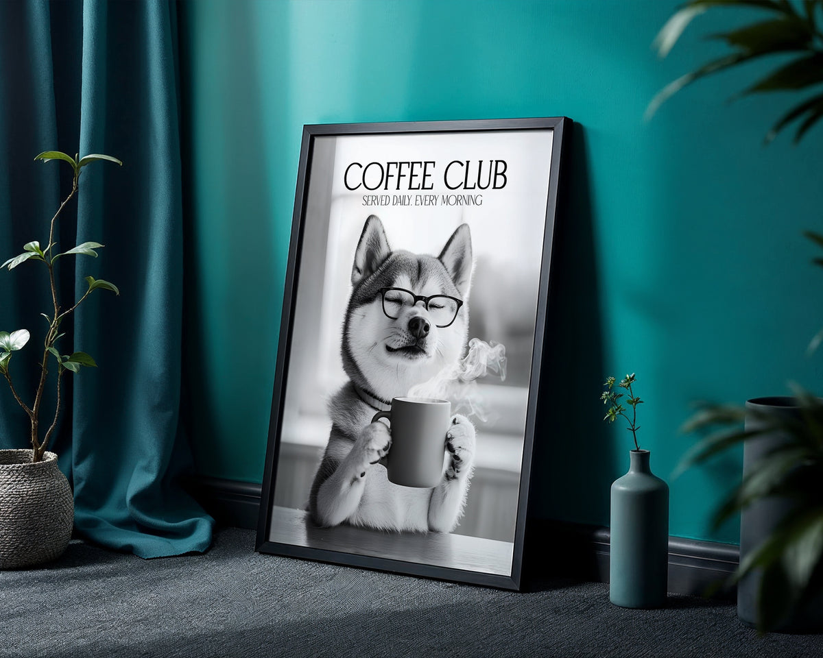 Shiba Inu Coffee Club Print (A4, A5, 5x7, 4x6)