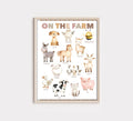 Farm Animals Nursery Print: Watercolour Farmyard Educational Gallery Wall Art Poster