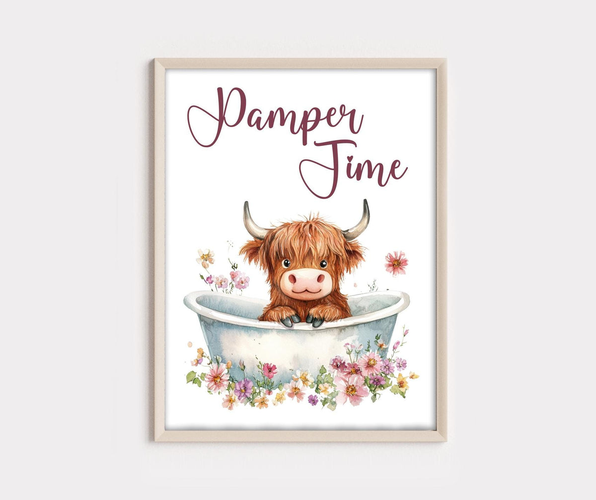 Highland Cow Wall Art Print, Cute Highland Cow Poster, Highland Cow Gift