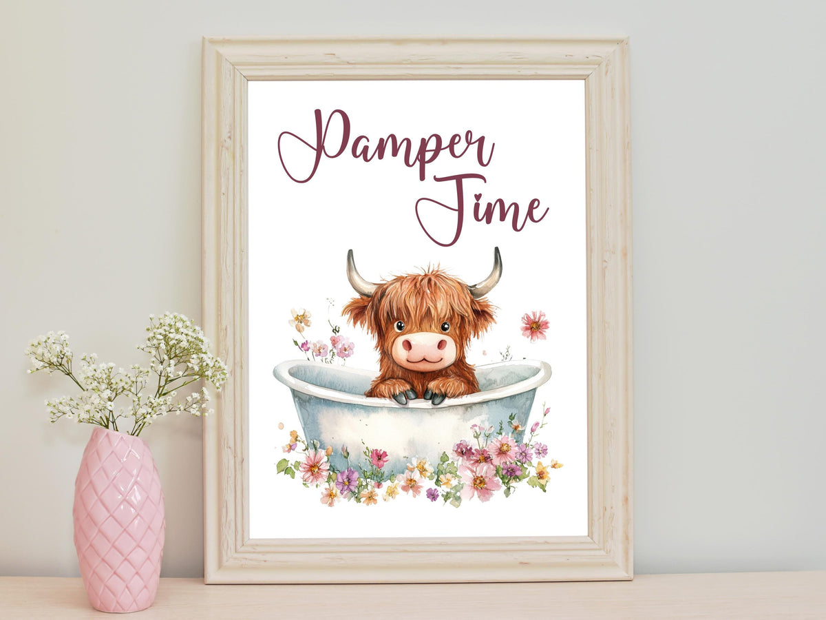 Highland Cow Wall Art Print, Cute Highland Cow Poster, Highland Cow Gift
