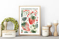 Vintage Strawberry Fields Print: Cottage Farmhouse Kitchen Gallery Wall Art Poster