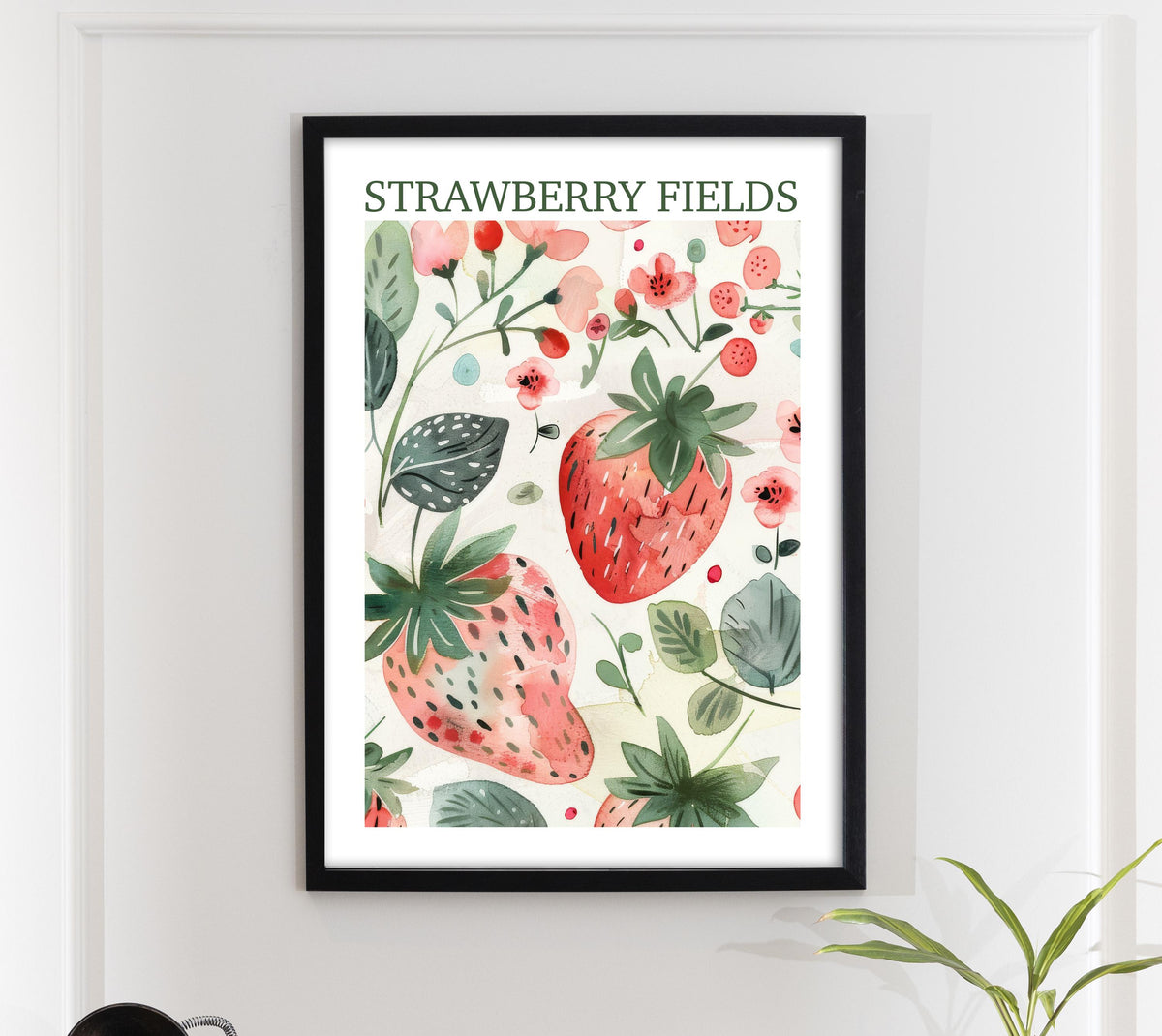Vintage Strawberry Fields Print: Cottage Farmhouse Kitchen Gallery Wall Art Poster