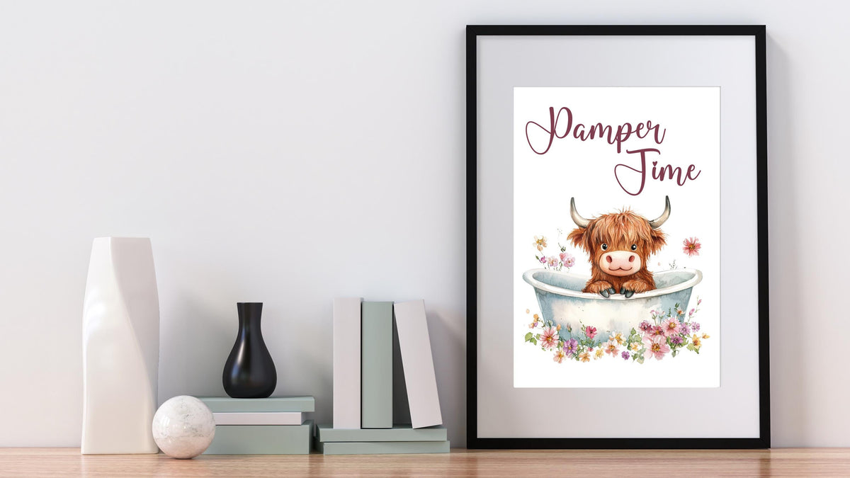 Highland Cow Wall Art Print, Cute Highland Cow Poster, Highland Cow Gift