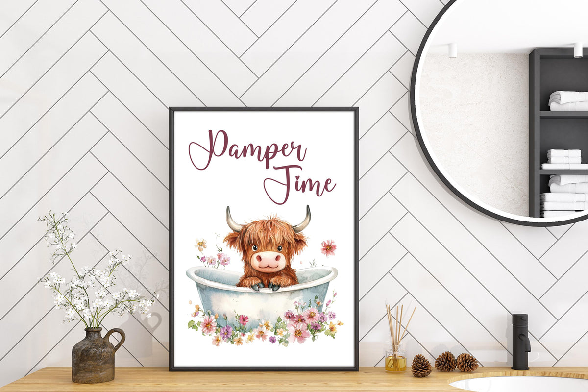 Highland Cow Wall Art Print, Cute Highland Cow Poster, Highland Cow Gift