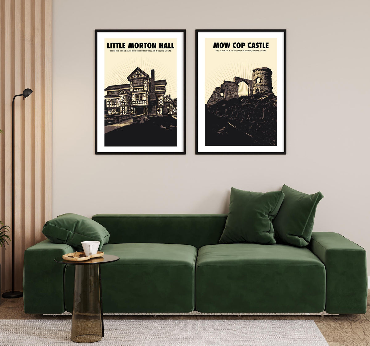 Little Moreton Hall Print: Vintage Tudor House Travel Poster Sketch, Cheshire Art
