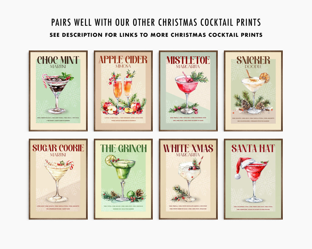Snickerdoodle Cocktail Print: Retro Christmas Bar Cart Gallery Wall Art Poster