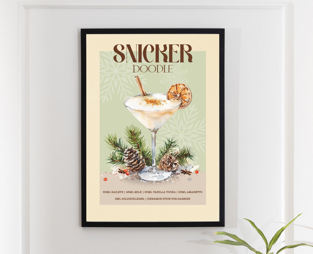 Snickerdoodle Cocktail Print: Retro Christmas Bar Cart Gallery Wall Art Poster