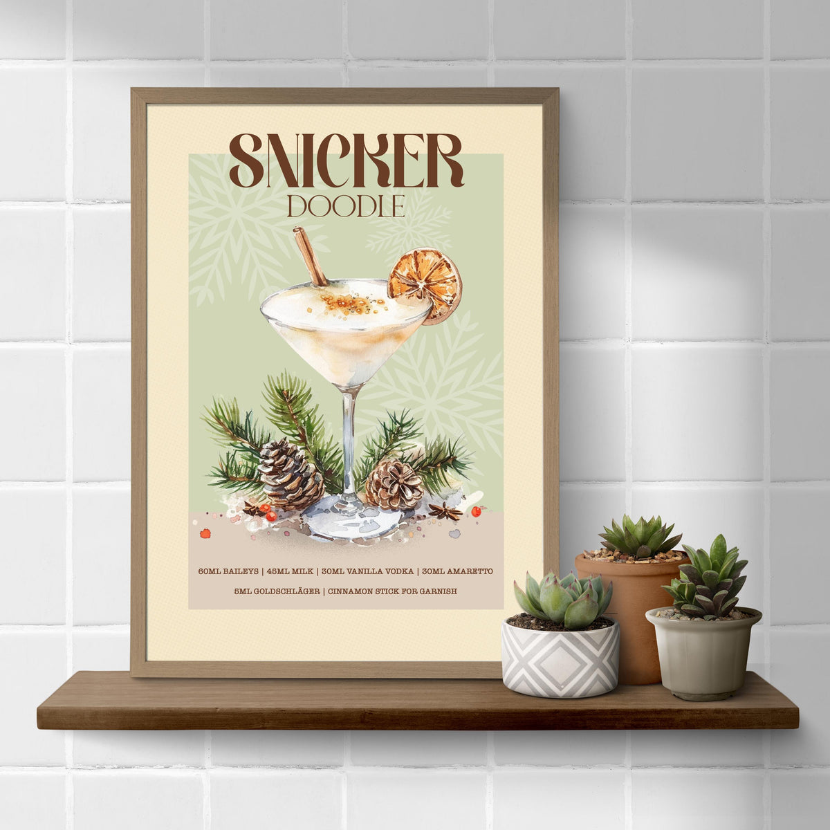 Snickerdoodle Cocktail Print: Retro Christmas Bar Cart Gallery Wall Art Poster