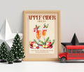 Retro Apple Cider Mimosa Christmas Cocktail Print: Vintage Bar Cart Gallery Kitchen Artwork Gift