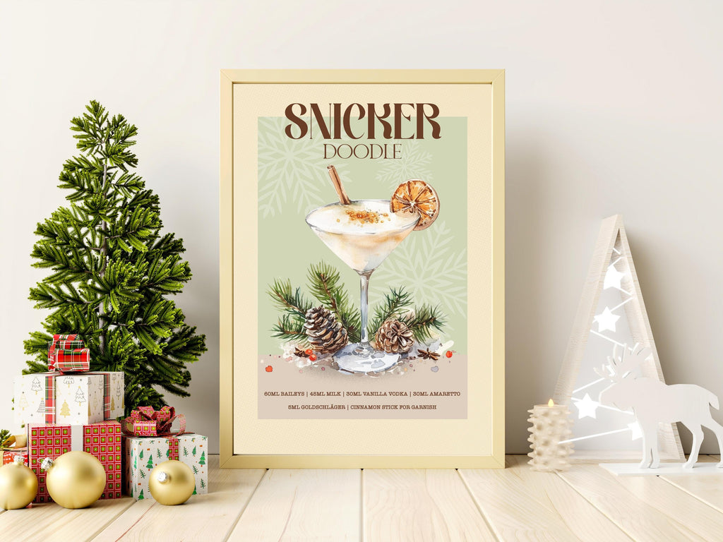 Snickerdoodle Cocktail Print: Retro Christmas Bar Cart Gallery Wall Art Poster