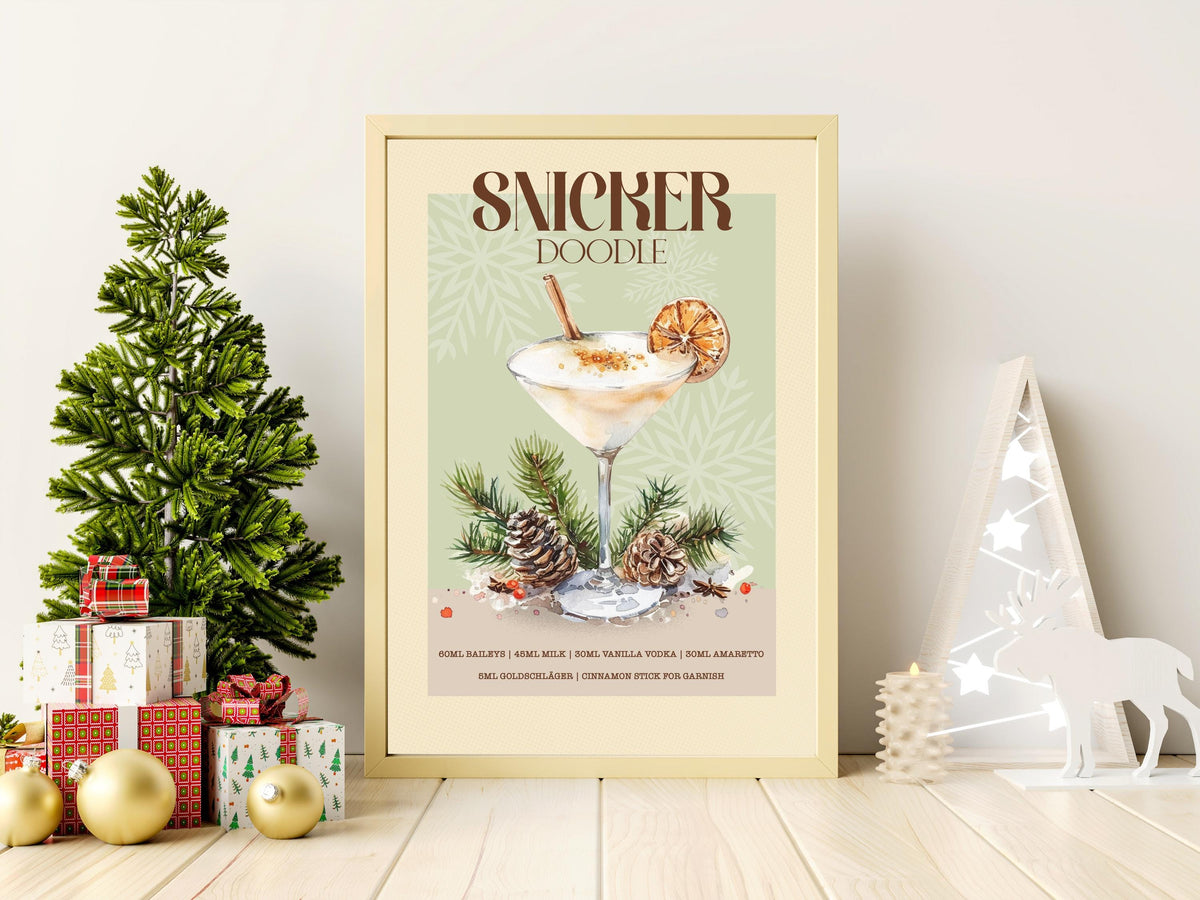 Snickerdoodle Cocktail Print: Retro Christmas Bar Cart Gallery Wall Art Poster