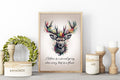 Autumn Art Decor Print: Farmhouse Fall Watercolour Deer Painting with quote