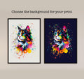 Colourful Cat Art Print: Modern Bright Rainbow Painted Poster, Pet Gallery Decor Gift