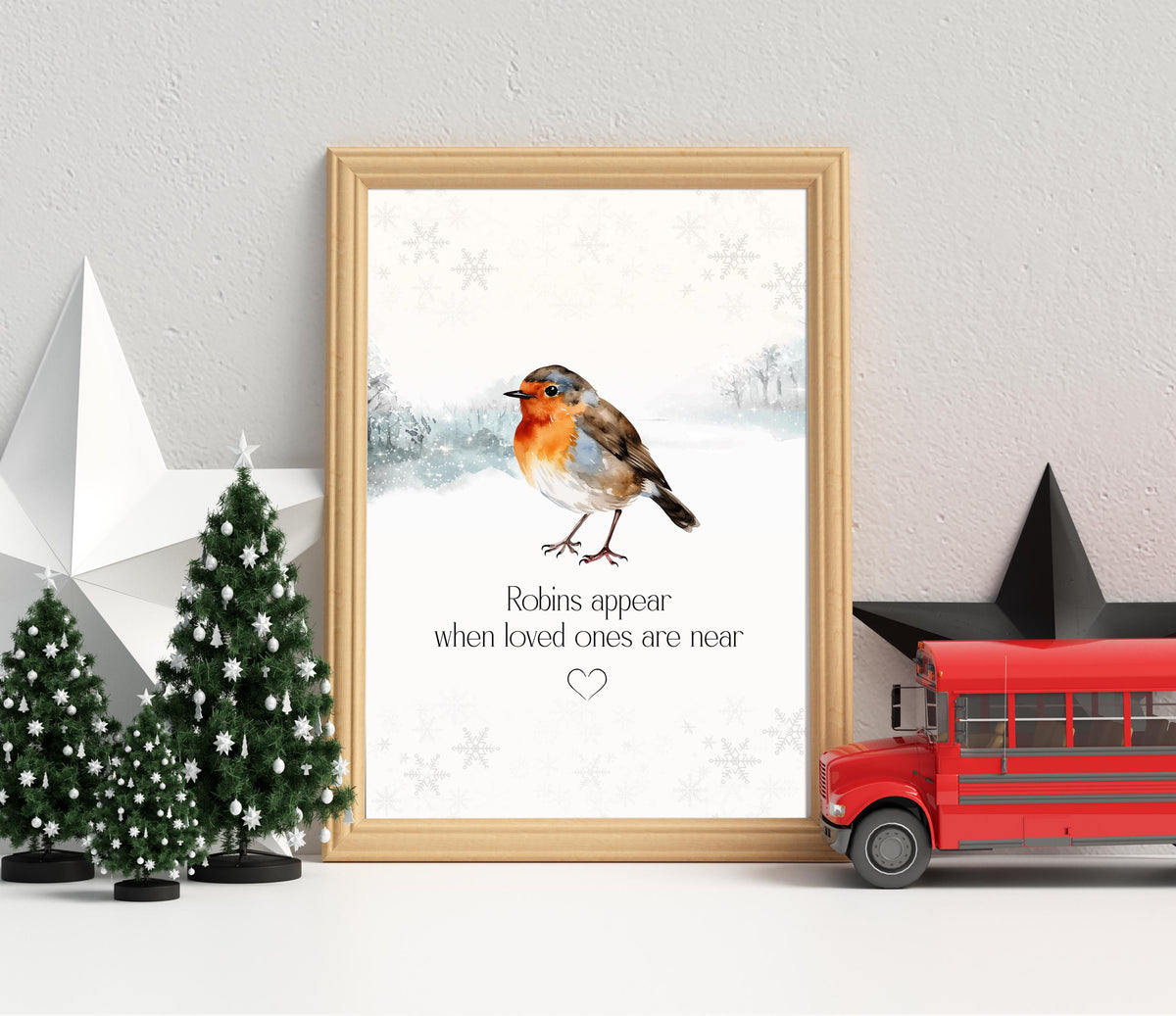 Christmas Remembrance Robin Poem Print, Bereavement Gift, Missing Loved Ones at Xmas, In Loving Memory, Sympathy or Memorial Gift