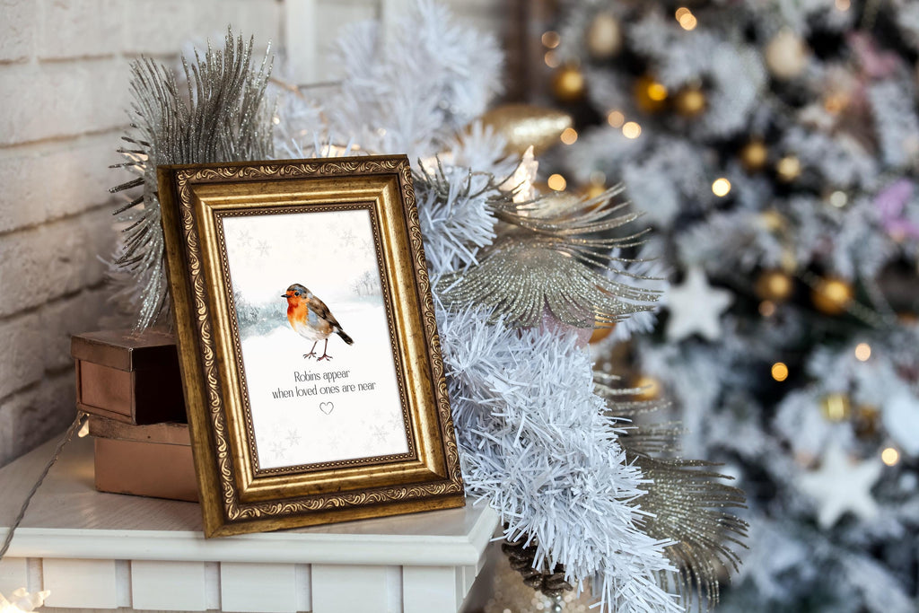 Christmas Remembrance Robin Poem Print, Bereavement Gift, Missing Loved Ones at Xmas, In Loving Memory, Sympathy or Memorial Gift