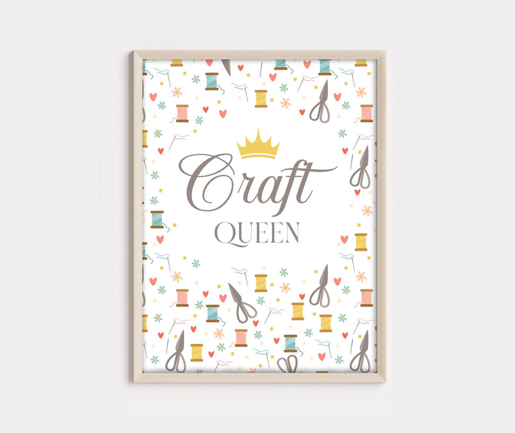 Gift For Crafter 'Crafting Queen' Craft Room Sign, Workspace Wall Art, Hobby Poster