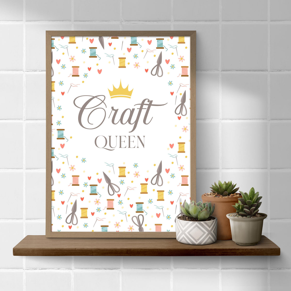 Gift For Crafter 'Crafting Queen' Craft Room Sign, Workspace Wall Art, Hobby Poster