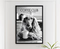 Afghan Hound Monochrome Print: Funny Dog Kitchen Wall Art, Black & White Coffee Drinking Poster, Pet Owner Photo Artwork