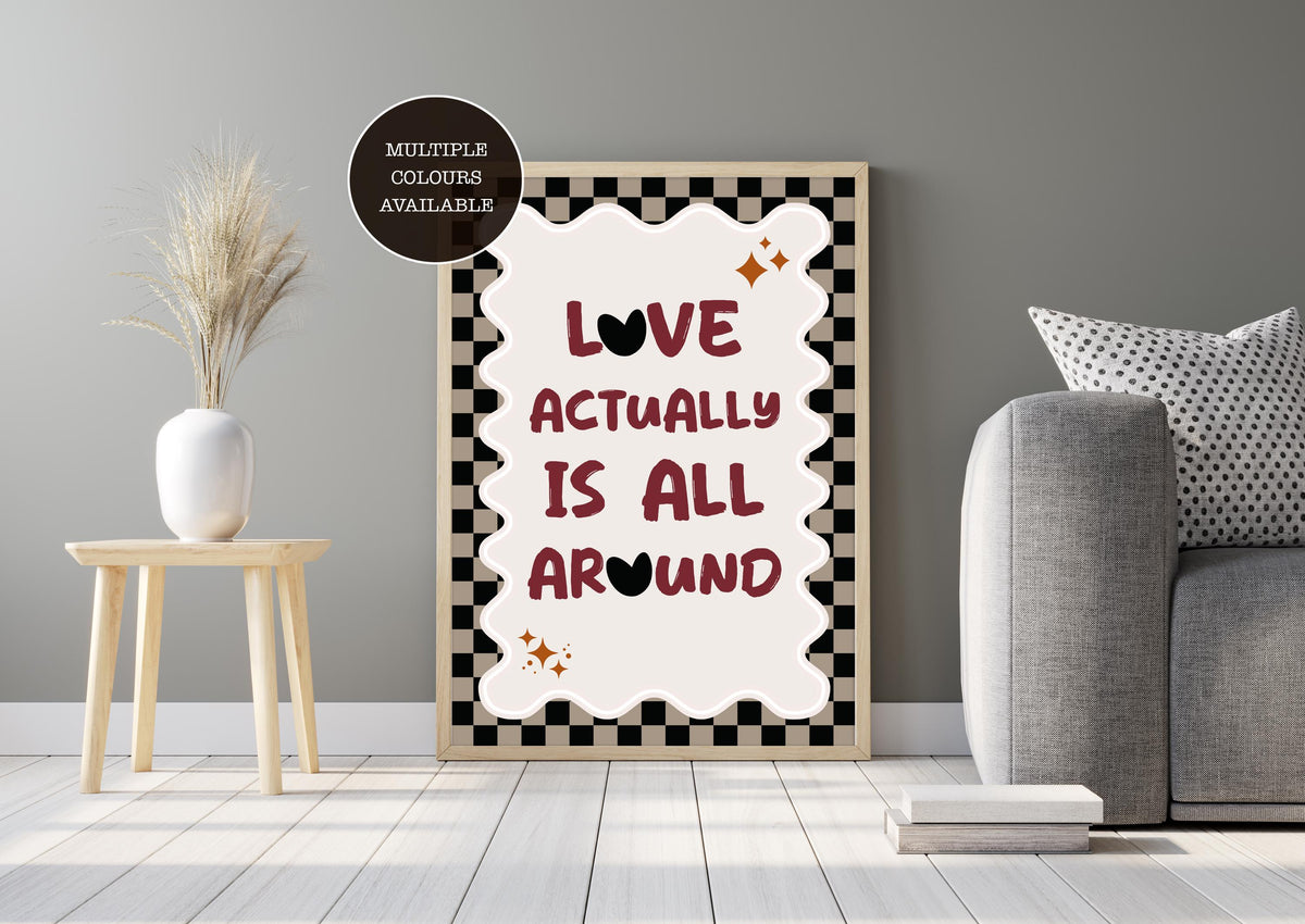 Love Actually Quote Print, Movie Type Wall Art, Film Quote Poster, Bold maximalist Decor, Gift for Girlfriend, Pink Home Decor