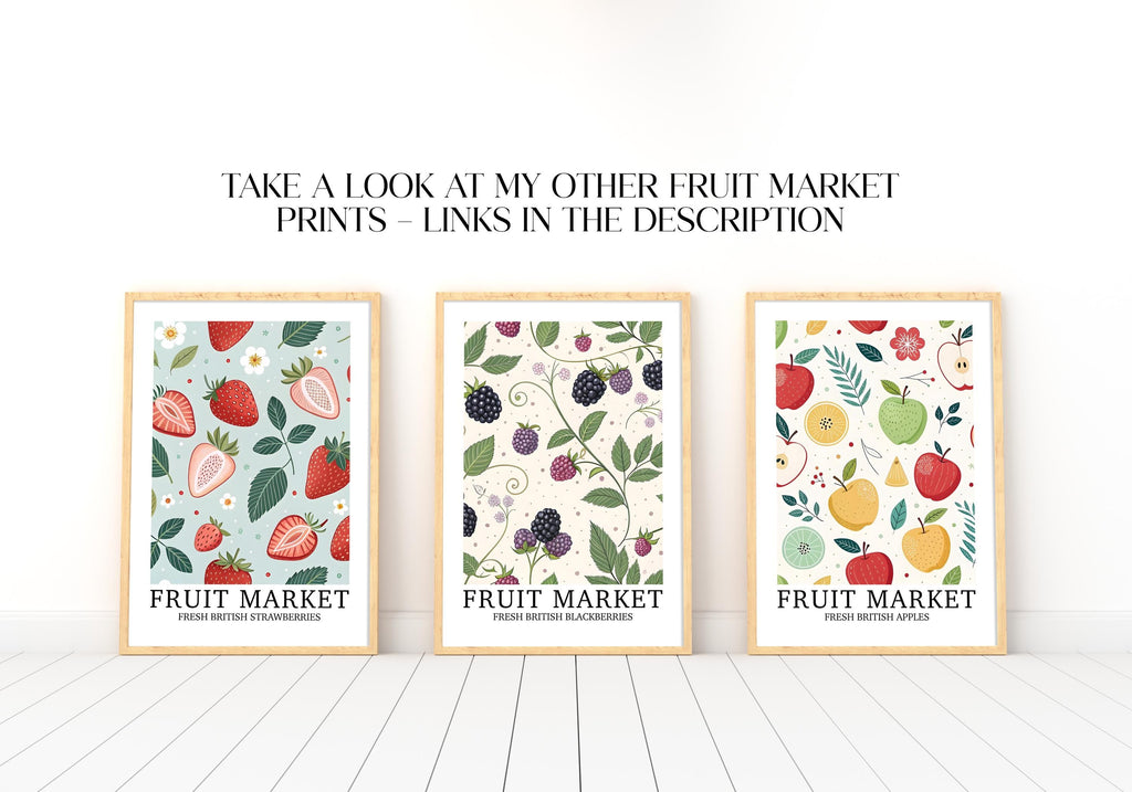 Fruit Market Print, Modern Blackberry Wall Art, Pretty Botanical Fruit Illustration, Neutral Farmhouse Home Gift, Nature Inspired Artwork
